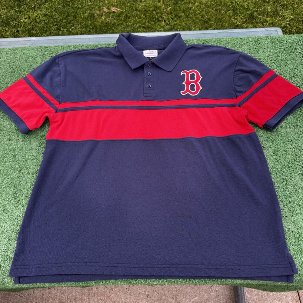 Boston Red Sox Polo Shirt Mens XL MLB Genuine Merchandise Navy Red